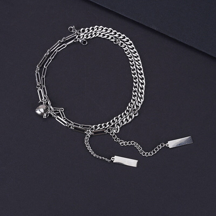 Wholesale Titanium Steel Magnet Love Splicing Attract Bracelet JDC-BT-Yongy005 Bracelet 永依 men's double layer bracelet Wholesale Jewelry JoyasDeChina Joyas De China