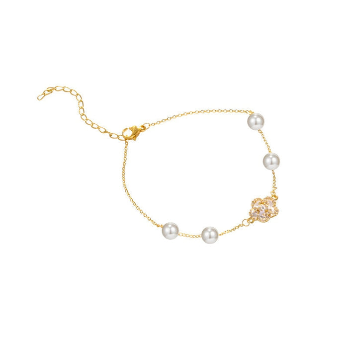 Wholesale Titanium Steel Pearl Flower Zircon Bracelet JDC-BT-LouS002 Bracelet 缕莎 Wholesale Jewelry JoyasDeChina Joyas De China