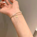 Wholesale Titanium Steel Pearl Love Double Layer Bracelet JDC-BT-HanJ008 Bracelet 韩爵 S141 gold Wholesale Jewelry JoyasDeChina Joyas De China