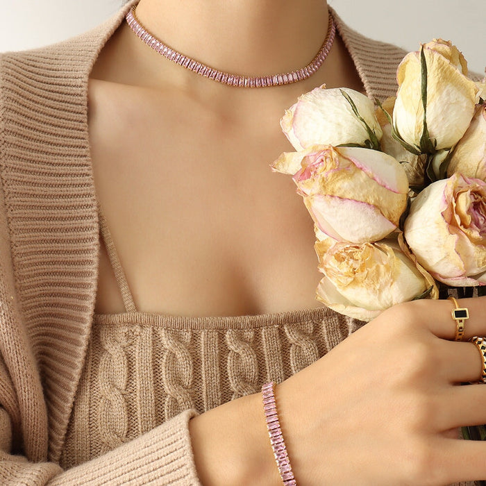 Wholesale titanium steel retro color diamond necklace JDC-NE-MiLi001 necklaces 迷丽 3 Wholesale Jewelry JoyasDeChina Joyas De China