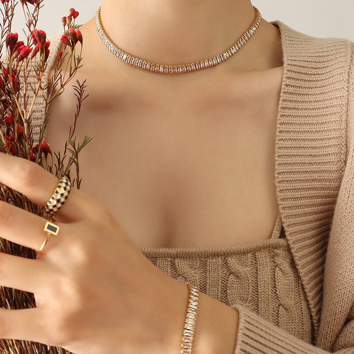 Wholesale titanium steel retro color diamond necklace JDC-NE-MiLi001 necklaces 迷丽 7 Wholesale Jewelry JoyasDeChina Joyas De China