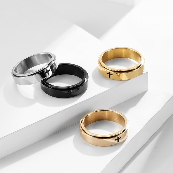 Wholesale titanium steel rotatable ring JDC-RS-QianF014 Rings 千风 Wholesale Jewelry JoyasDeChina Joyas De China