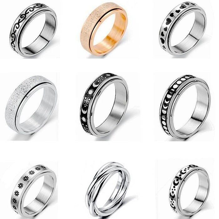 Wholesale Titanium Steel Rotating Stars Moon Decompression Anti-Anxiety Ring JDC-RS-DingC001 Rings 顶潮 Wholesale Jewelry JoyasDeChina Joyas De China