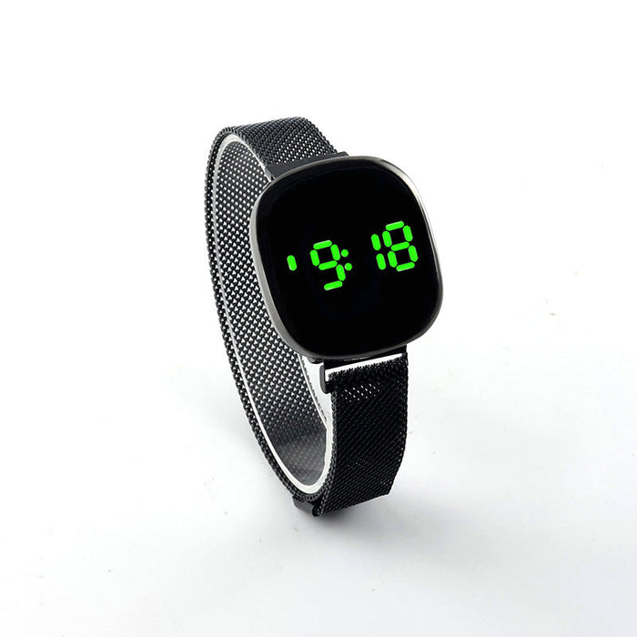 Wholesale Touch LED Magnetic Buckle Stainless Steel Alloy Ordinary Glass Mirror Electronic Watch JDC-WH-Jinj023 Watch 金嘉 green light black Wholesale Jewelry JoyasDeChina Joyas De China