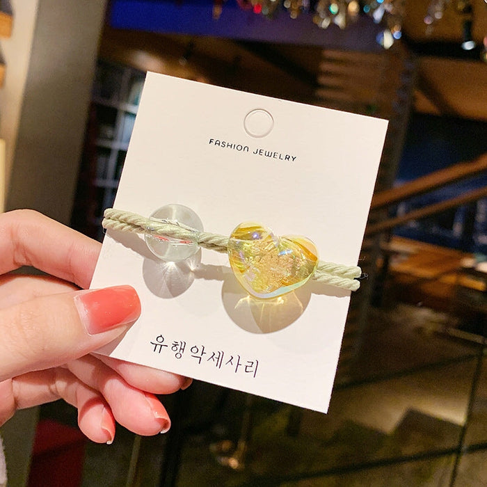 Wholesale transparent love color hair rope JDC-HS-YiT003 Hair Scrunchies 亦桐 Yellow Wholesale Jewelry JoyasDeChina Joyas De China