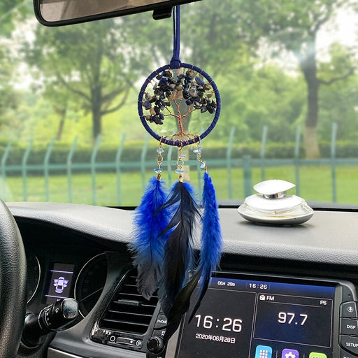 Wholesale Tree of Life Feather Crystal Gravel Weave DreamCatcher Car Pendant JDC-DC-MGu002 Dreamcatcher 梦罟 A Wholesale Jewelry JoyasDeChina Joyas De China