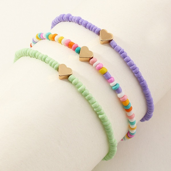 Bulk Jewelry Wholesale tri-color alloy beads love anklet  JDC-AS-e042 Wholesale factory from China YIWU China