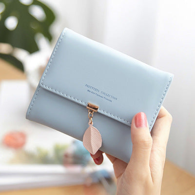 Wholesale Trifold PU Women Wallets JDC-WT-Huob007 Wallet 霍珀 light blue Wholesale Jewelry JoyasDeChina Joyas De China