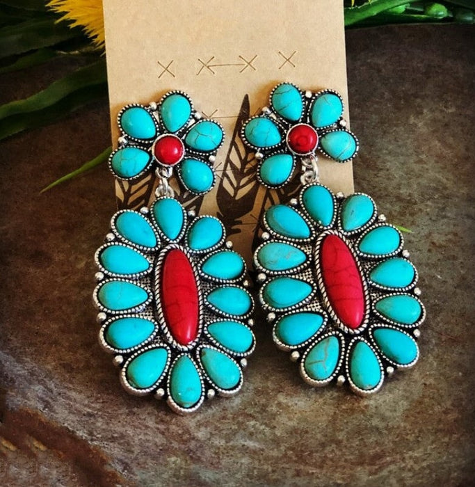 Wholesale turquoise alloy earrings JDC-ES-saip037 Earrings 赛蒲 Wholesale Jewelry JoyasDeChina Joyas De China