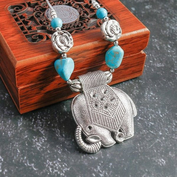 Wholesale turquoise baby elephant necklace JDC-NE-Weny004 NECKLACE 纹颖 Wholesale Jewelry JoyasDeChina Joyas De China