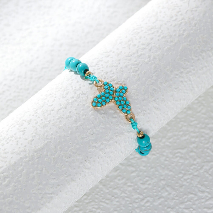 Wholesale turquoise braided alloy bracelet JDC-BT-YiD006 Bracelet 宜达 Wholesale Jewelry JoyasDeChina Joyas De China