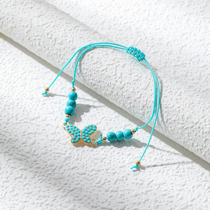 Wholesale turquoise braided alloy bracelet JDC-BT-YiD006 Bracelet 宜达 Wholesale Jewelry JoyasDeChina Joyas De China