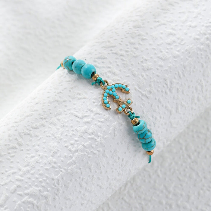 Wholesale turquoise braided alloy bracelet JDC-BT-YiD006 Bracelet 宜达 SL0202 Wholesale Jewelry JoyasDeChina Joyas De China