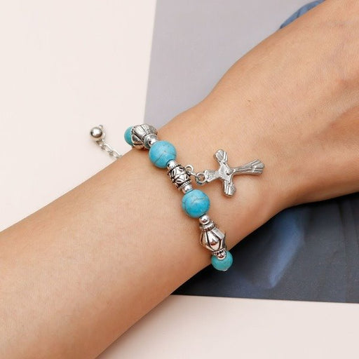 Wholesale turquoise cross bracelet JDC-BT-Weny011 Bracelet 纹颖 Wholesale Jewelry JoyasDeChina Joyas De China