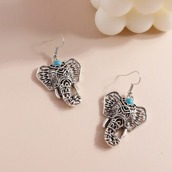 Wholesale turquoise elephant earrings JDC-ES-Weny006 Earrings 纹颖 Wholesale Jewelry JoyasDeChina Joyas De China