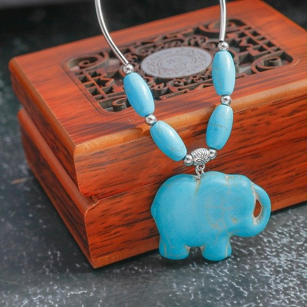 Wholesale turquoise elephant necklace JDC-NE-Weny002 NECKLACE 纹颖 Wholesale Jewelry JoyasDeChina Joyas De China