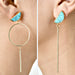 Wholesale Turquoise Gold Plated Alloy Half Round Earrings JDC-ES-Yunl007 Earrings 云罗 Wholesale Jewelry JoyasDeChina Joyas De China