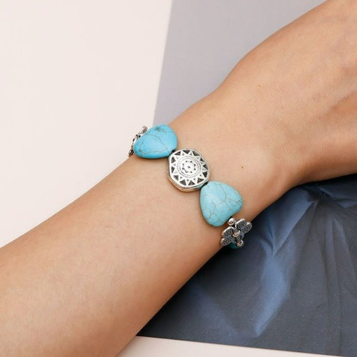 Wholesale Turquoise Heart Shaped Bracelet JDC-BT-Weny003 Bracelet 纹颖 Wholesale Jewelry JoyasDeChina Joyas De China