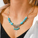 Wholesale turquoise hollow tassel necklace JDC-NE-Weny003 NECKLACE 纹颖 Wholesale Jewelry JoyasDeChina Joyas De China