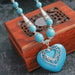 Wholesale Turquoise Love Heart Necklace JDC-NE-Weny006 NECKLACE 纹颖 Wholesale Jewelry JoyasDeChina Joyas De China