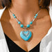 Wholesale Turquoise Love Heart Necklace JDC-NE-Weny006 NECKLACE 纹颖 Wholesale Jewelry JoyasDeChina Joyas De China