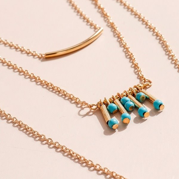 Wholesale Turquoise Multilayer Necklace JDC-NE-Weny017 NECKLACE 纹颖 Wholesale Jewelry JoyasDeChina Joyas De China