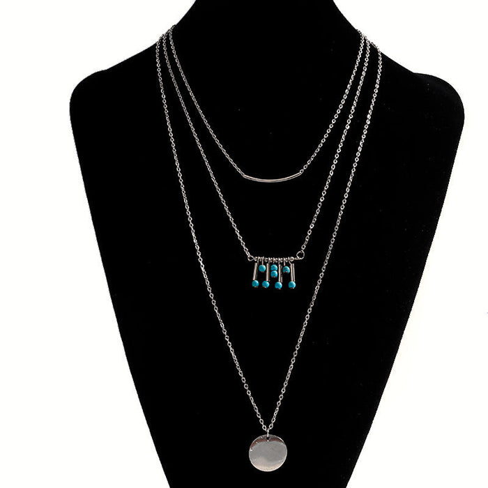 Wholesale Turquoise Multilayer Necklace JDC-NE-Weny017 NECKLACE 纹颖 gold Wholesale Jewelry JoyasDeChina Joyas De China