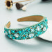 Wholesale Turquoise Rhinestone Fabric Pearl Crystal Headband JDC-HD-YiS005 Headband 镱森 Wholesale Jewelry JoyasDeChina Joyas De China