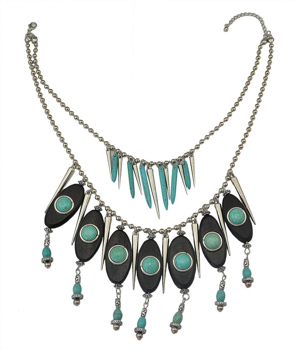 Wholesale Turquoise Rivet Tassel Alloy Necklace JDC-NE-Yunl023 Necklaces 云罗 Wholesale Jewelry JoyasDeChina Joyas De China