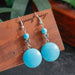 Wholesale turquoise round earrings JDC-ES-Weny002 Earrings 纹颖 Wholesale Jewelry JoyasDeChina Joyas De China