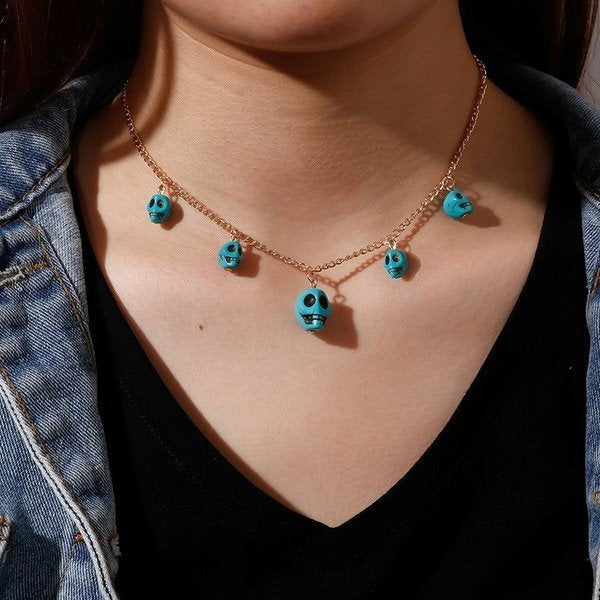 Wholesale turquoise skull necklace JDC-NE-Weny014 NECKLACE 纹颖 Wholesale Jewelry JoyasDeChina Joyas De China