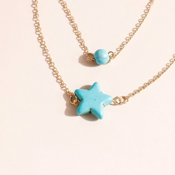 Wholesale Turquoise Star Necklace JDC-NE-Weny028 NECKLACE 纹颖 Wholesale Jewelry JoyasDeChina Joyas De China