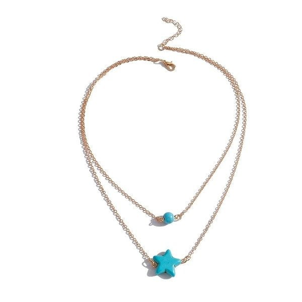 Wholesale Turquoise Star Necklace JDC-NE-Weny028 NECKLACE 纹颖 Wholesale Jewelry JoyasDeChina Joyas De China