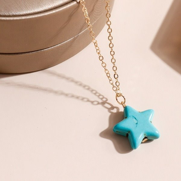 Wholesale Turquoise Star Necklace JDC-NE-Weny029 NECKLACE 纹颖 Wholesale Jewelry JoyasDeChina Joyas De China