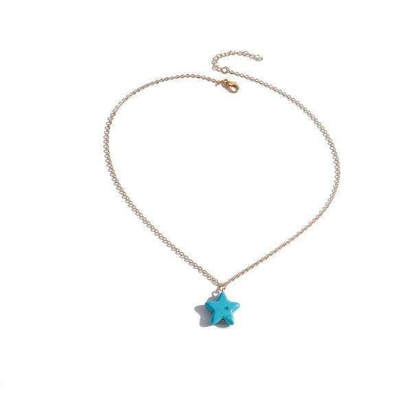 Wholesale Turquoise Star Necklace JDC-NE-Weny029 NECKLACE 纹颖 Wholesale Jewelry JoyasDeChina Joyas De China