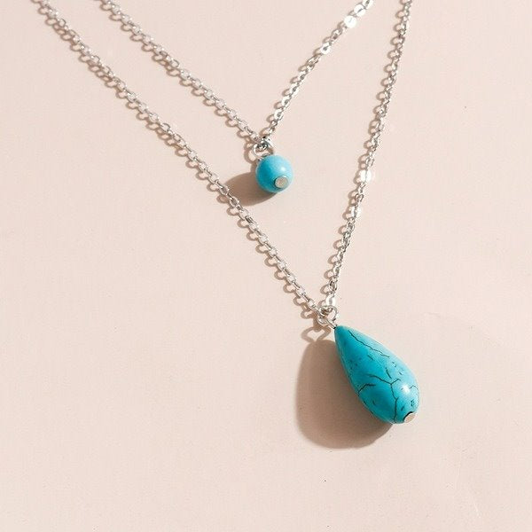 Wholesale Turquoise Water Drop Necklace JDC-NE-Weny021 NECKLACE 纹颖 Wholesale Jewelry JoyasDeChina Joyas De China