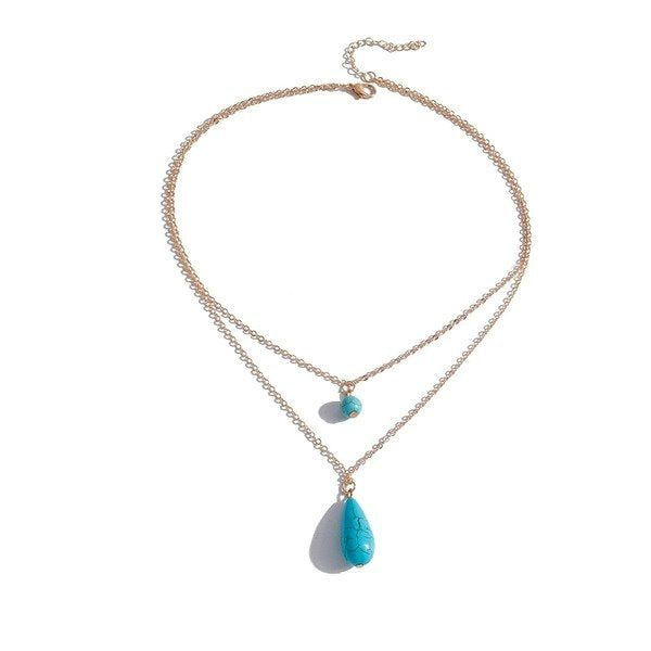 Wholesale Turquoise Water Drop Necklace JDC-NE-Weny021 NECKLACE 纹颖 Wholesale Jewelry JoyasDeChina Joyas De China