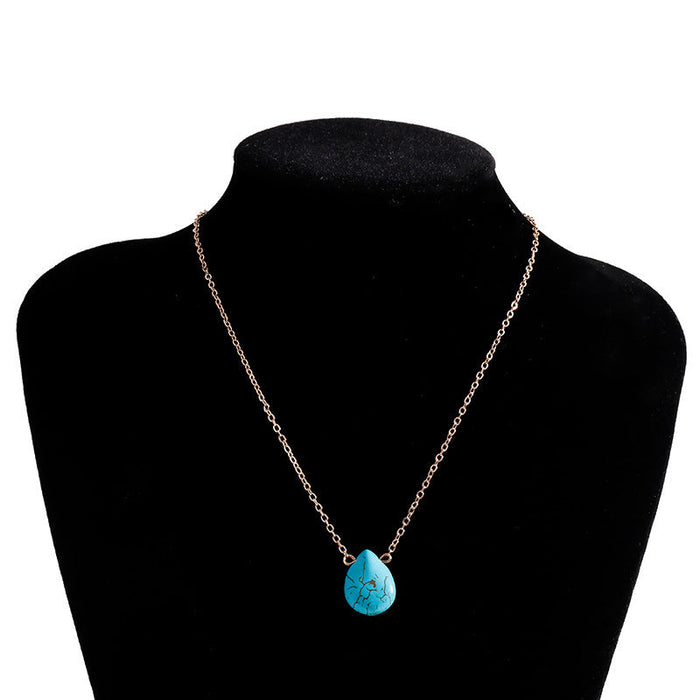 Wholesale Turquoise Water Drop Necklace JDC-NE-Weny023 NECKLACE 纹颖 gold Wholesale Jewelry JoyasDeChina Joyas De China