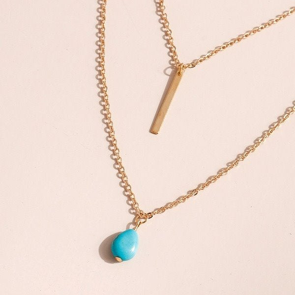 Wholesale Turquoise Water Drop Necklace JDC-NE-Weny025 NECKLACE 纹颖 Wholesale Jewelry JoyasDeChina Joyas De China