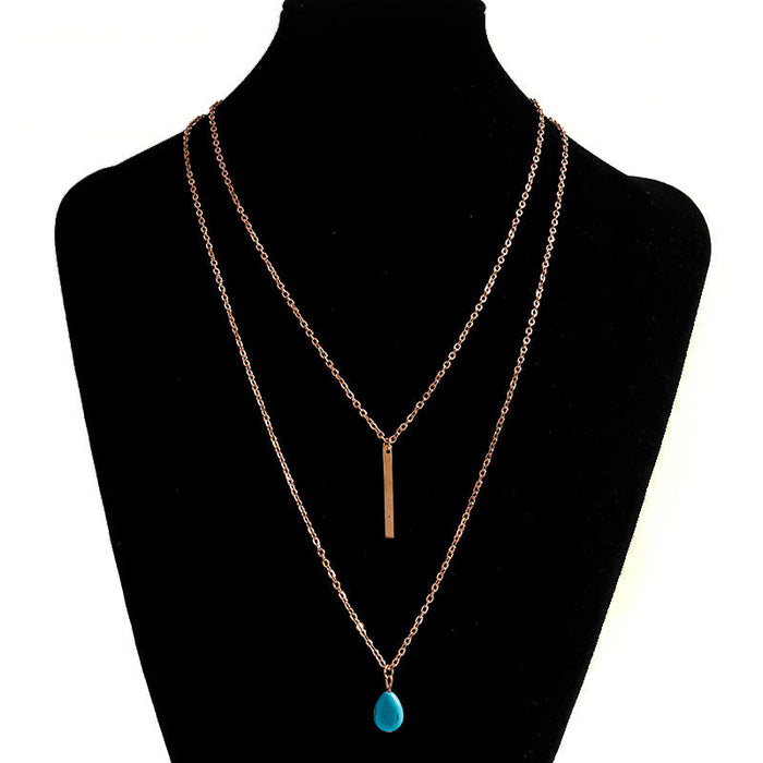 Wholesale Turquoise Water Drop Necklace JDC-NE-Weny025 NECKLACE 纹颖 Wholesale Jewelry JoyasDeChina Joyas De China