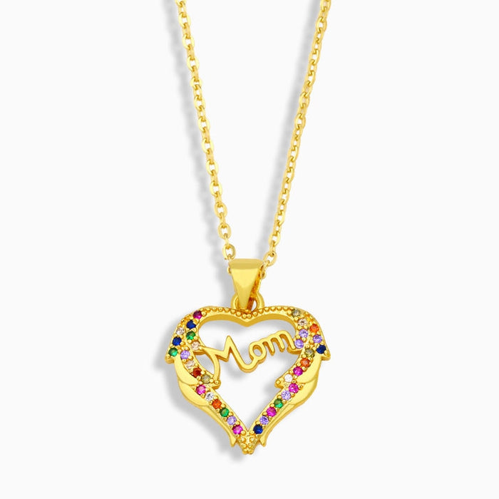Wholesale two-petal diamond-encrusted Mother's Day Necklace JDC-NE-AOS012 Necklaces 翱昇 Wholesale Jewelry JoyasDeChina Joyas De China