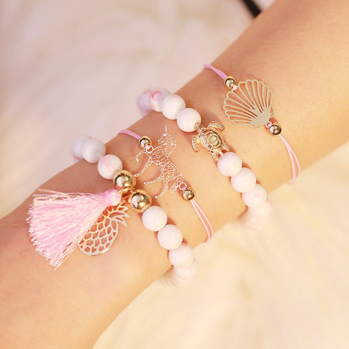 Wholesale Unicorn Pineapple Alloy Beaded Bracelet JDC-BT-A034 Bracelet 妙雅 Wholesale Jewelry JoyasDeChina Joyas De China