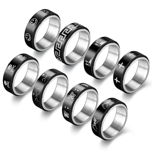 Wholesale vacuum titanium steel rotating ring JDC-RS-Dingc012 Rings 顶潮 8pcs 6 Wholesale Jewelry JoyasDeChina Joyas De China