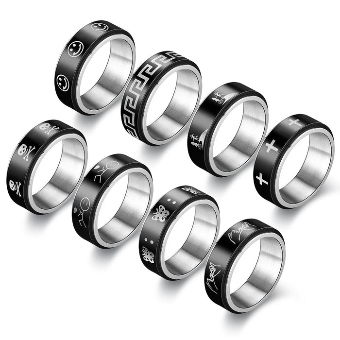 Wholesale vacuum titanium steel rotating ring JDC-RS-Dingc012 Rings 顶潮 8pcs 6 Wholesale Jewelry JoyasDeChina Joyas De China