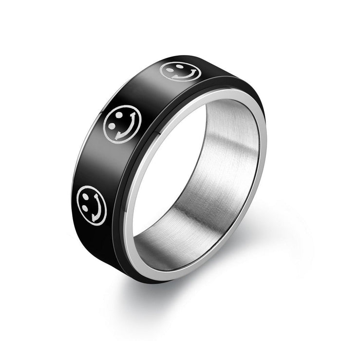 Wholesale vacuum titanium steel rotating ring JDC-RS-Dingc012 Rings 顶潮 smile 6 Wholesale Jewelry JoyasDeChina Joyas De China