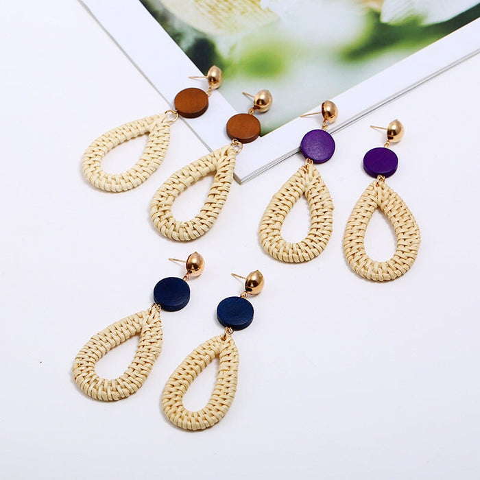 Wholesale vintage bamboo rattan hand-woven earrings JDC-ES-ManY001 Earrings 满溢 Wholesale Jewelry JoyasDeChina Joyas De China
