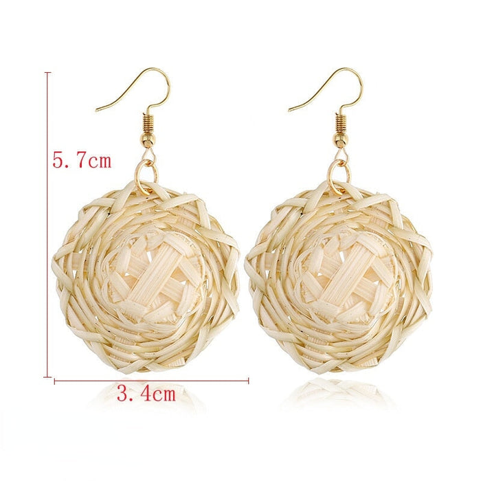Wholesale vintage bamboo rattan hand-woven earrings JDC-ES-ManY001 Earrings 满溢 Wholesale Jewelry JoyasDeChina Joyas De China