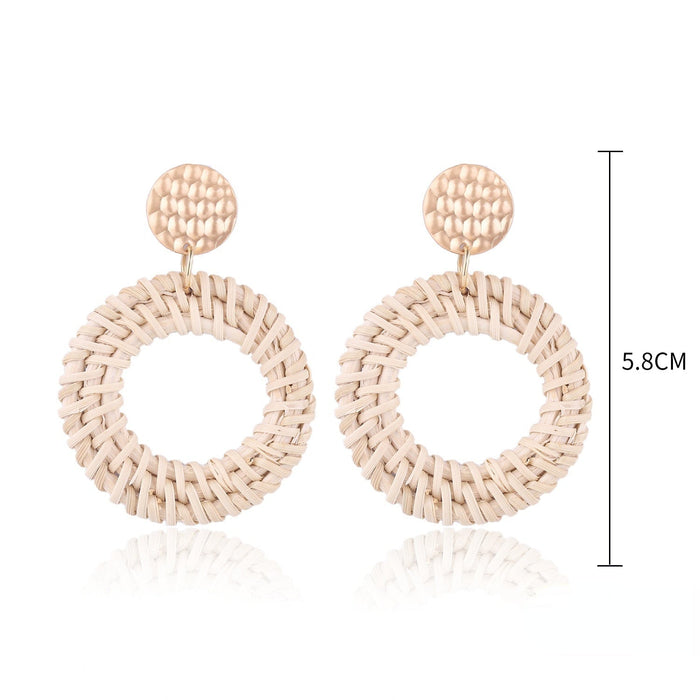 Wholesale vintage bamboo rattan hand-woven earrings JDC-ES-ManY001 Earrings 满溢 Wholesale Jewelry JoyasDeChina Joyas De China