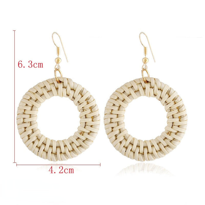 Wholesale vintage bamboo rattan hand-woven earrings JDC-ES-ManY001 Earrings 满溢 Wholesale Jewelry JoyasDeChina Joyas De China