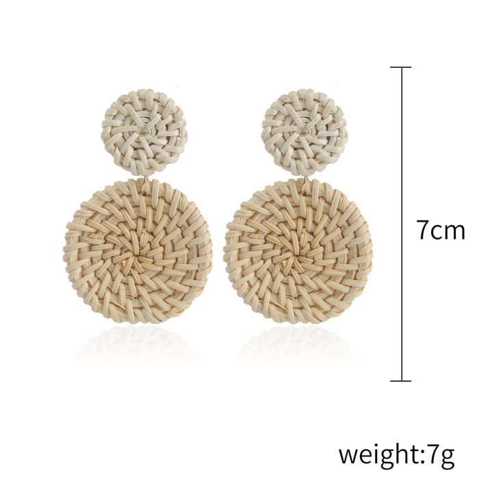 Wholesale vintage bamboo rattan hand-woven earrings JDC-ES-ManY001 Earrings 满溢 Wholesale Jewelry JoyasDeChina Joyas De China